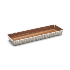 De Buyer - Moule rectangulaire inox perforé 35x10,5x3,5cm + feuilles de cuisson antiadhésive