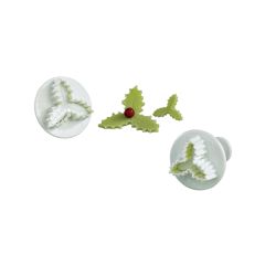 Mallard Ferrière - 2 Découpoirs feuille de houx triple à poussoir